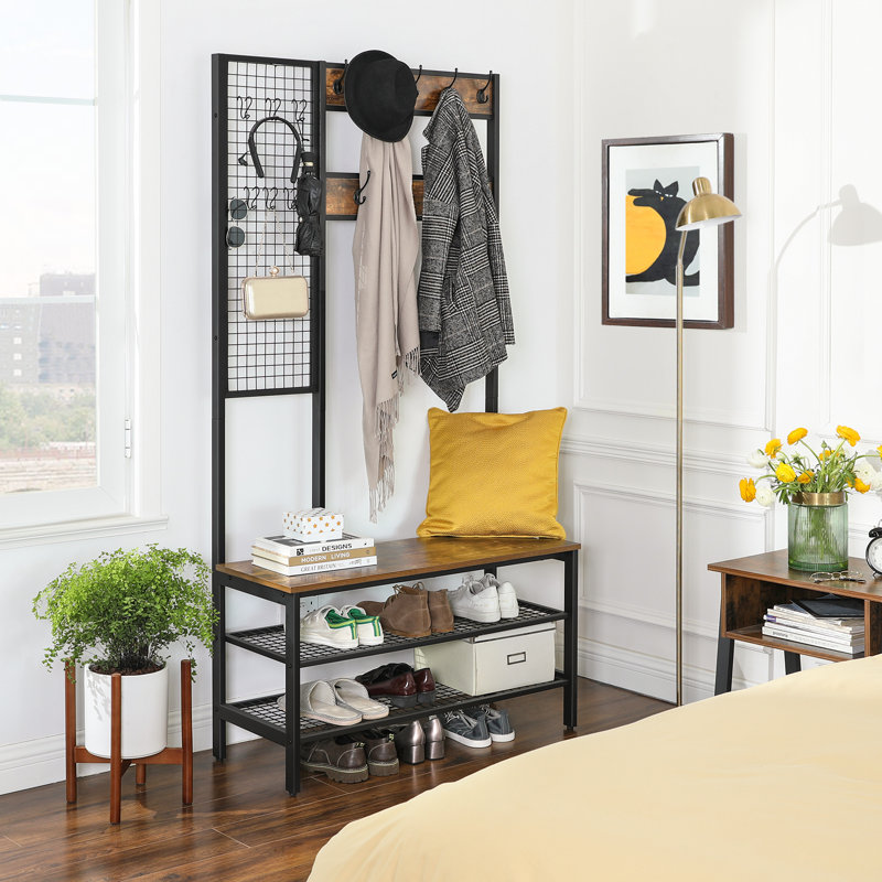 17 Stories Borman Hall Tree 38.5'' Wide with Bench and Shoe Storage